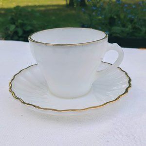 VTG Fire King Milk Glass Tea Cup & Saucer